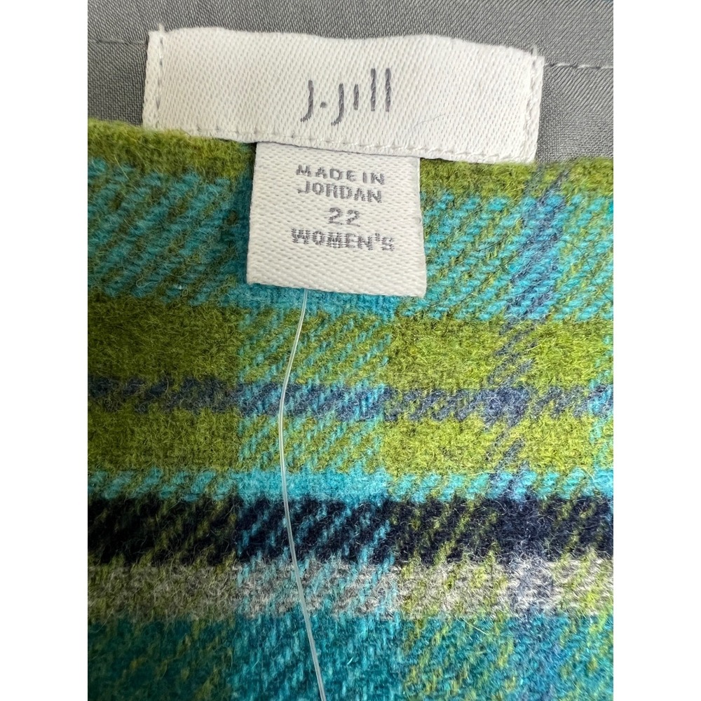 Plaid Fringe Wrap Skirt in Teal & Blue - Picture 8 of 13